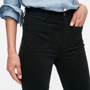 J Crew Women’s Black Flat Front Billie Demi Boot Crop Corduroy Pants Size 27